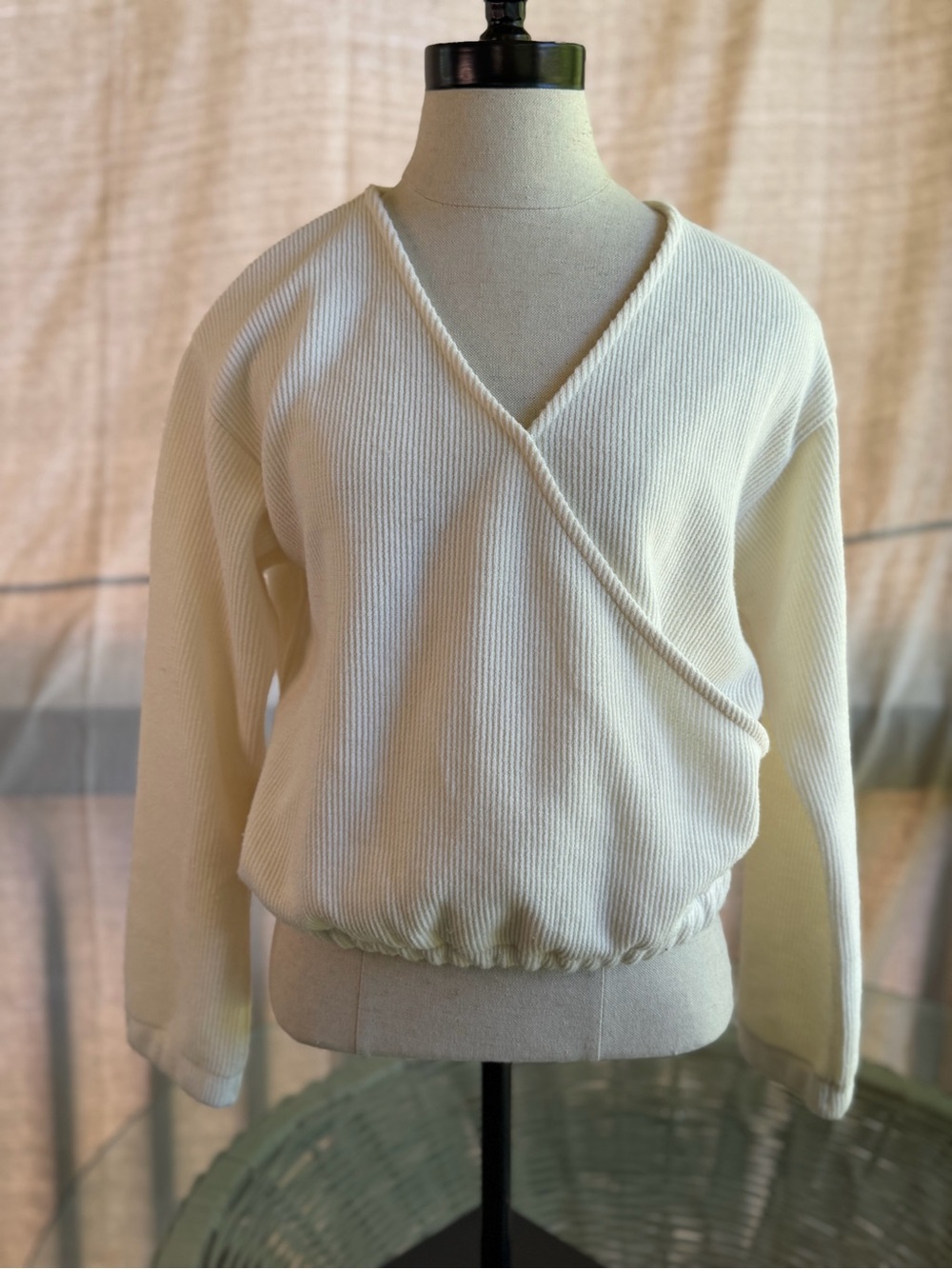 Madewell Cream Wrap V-Neck Ribbed Sweater